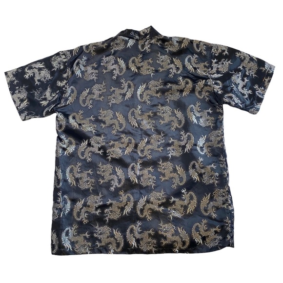 Vintage ODO Brocade Dragon Button Down Short Sleeve Shirt Size Large-XL - Picture 7 of 11